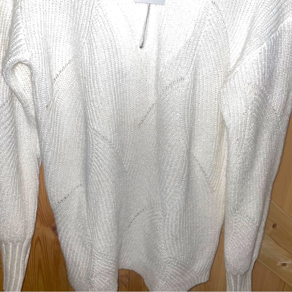 Boutique White knit zipper neck pull over sweater nwt - Picture 4 of 9